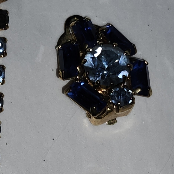 Vintage Blue Rhinestone Necklace Set circa 1955 - Picture 5 of 6